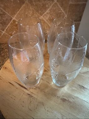 Clear Textured Football Glass Tumbler Set - 4 Pack